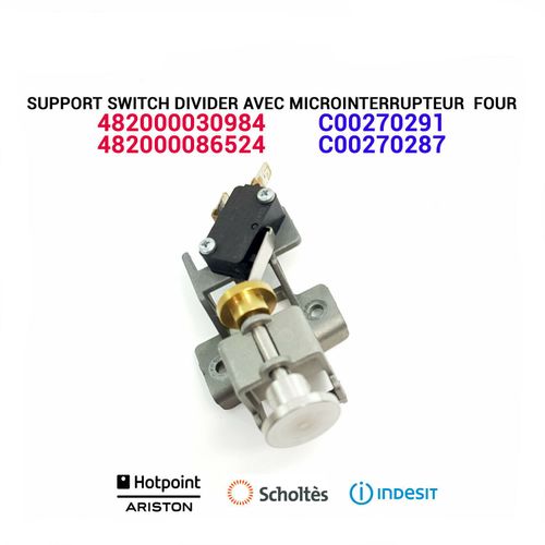 Support switch avec microinterrupteur - C00270291 - C00270287 - Four SCHOLTES
