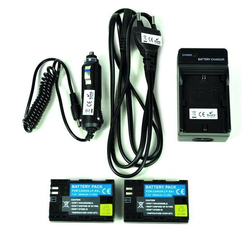2 X Batterie Lp-E6 Lpe6 1600mah + Chargeur Voiture Allume-Cigare + Chargeur Pour Canon Lpe6 Eos 5d Mark Ii, 5d Mark Iii, 60d, 70d, 6d And 7d