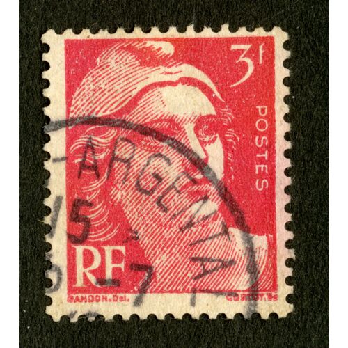 Timbre Oblitéré Marianne, Postes, Rf, Gandon, Cortot, 3 F