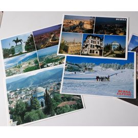 Quatre Cartes Postales De Bursa Capitale De L'anatolie En Turquie-Vues Diverses Et Panoramiques + Mausolée Vert + Station Sports D’Hiver- Editions Ibni Kemal - 16x11.5cm- Rapportées De Turquie En 1998