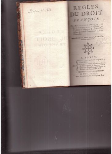 Regle Du Droit Francois 1763 Par Monsieur Pocquet De Livonnière 1763