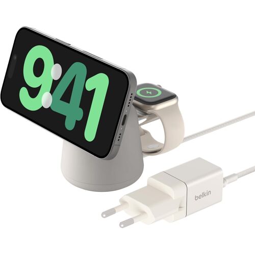 Boostcharge Pro Station De Charge 2-En-1 Avec Magsafe (Chargeur Sans Fil Avec Charge Rapide 15 W, Pour Tous Les Modèles De L'iphone 16, 15, 14, 13, 12, Les Airpods, Et Tout Appareil Magsafe)[X1250]