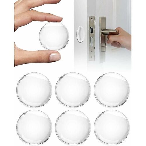 Bouchon de poignée de porte murale, 6 x bouchon de porte mural transparent, tampon de protection murale rond, tampon de porte, bouchon de porte adhésif, amortisseur de porte 4cm