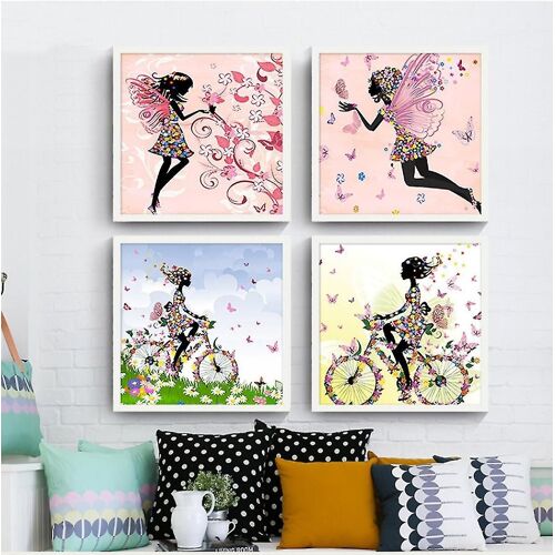 Fleur Fée Murale Art Toile Impression Affiche, Simple Mode Aquarelle Art Dessin Décor Pour La Maison Livi