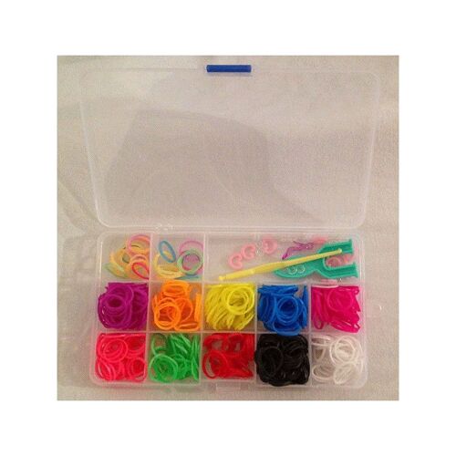 Kit Boîte Cases Rangement Kit Complet Loom Bands - Diy Bracelet Elastique - 500 Elastiques + Outil + Crochet + S-Clips