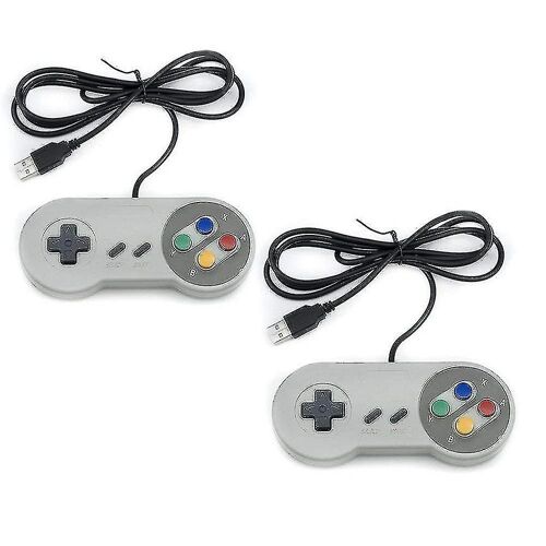 Trixes Pack Of 2 Snes Controllers - Usb Retro Gaming Joypads For Pc Computer Mac Raspberry Pi Wii U