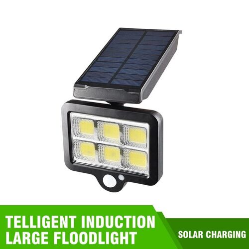 Lampe Solaire À 120 Led Avec Technologie Cob Et Détecteur De Mouvement, Éclairage D'extérieur, Spot Lumineux, Applique Murale, Idéal Pour Un Jardin, Une Cour, Un Sentier Ou La Rue
