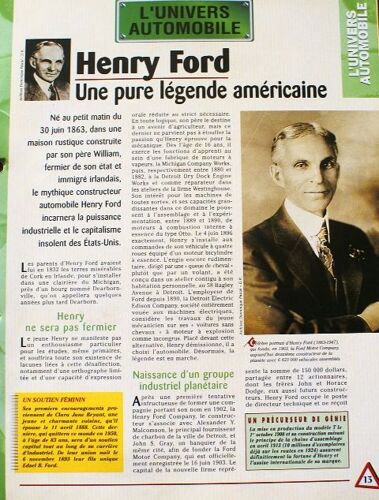 Fiche Technique Atlas Recto Verso Henry Ford
