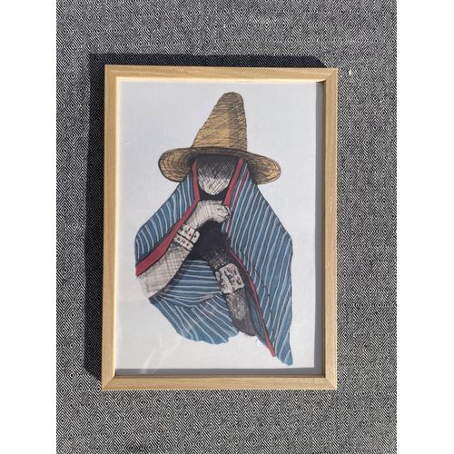 Tableau dessin d’une tenue traditionnelle djerbienne – Impression sur papier plastifié avec cadre en bois