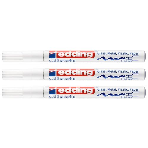 Edding Lot De 3 Marqueurs Peinture Brillante 753 Blanc 1-2,5 Mm