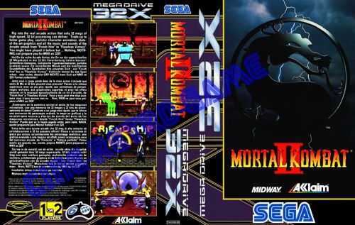 Jaquette De Remplacement " Mortal Kombat Ii / 2 " - Sega - Mega Drive 32x - Pal - Hq - Sans Boitier Et Sans Jeu
