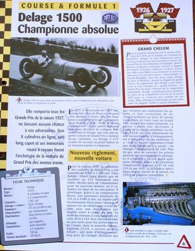 Fiche Technique Delage 1500 1926 1927