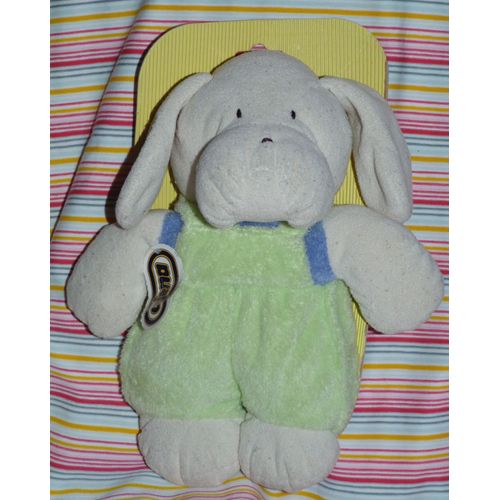 Doudou Chien Dog Hippopotame Ajena Peluche Grelot Beige Bleu Violet Vert 26 Cm Oreilles 11 Cm