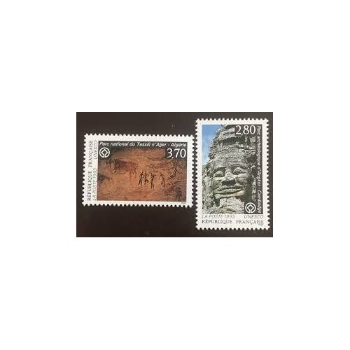 Unesco : Patrimoine Universel Sites Classsés À Protéger : Cambodge Et Algérie La Paire Année 1993 Timbres De Service N° 110 111 Yvert Et Tellier Luxe