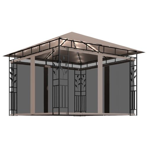 Vidaxl Tonnelle Avec Moustiquaire Et Lumières Led 3x3x2,73 M Taupe