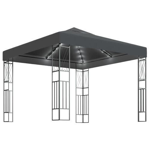 Vidaxl Tonnelle Avec Guirlande Lumineuse À Led 3x3 M Anthracite Tissu