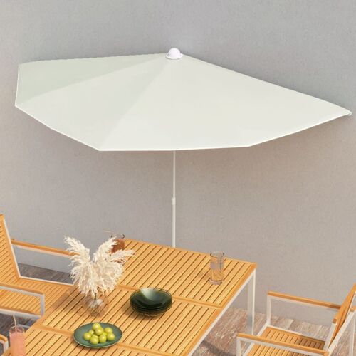 Vidaxl Demi-Parasol De Jardin Avec Mât 180x90 Cm Sable