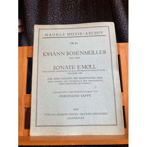 Johann Rosenmüller Sonate En Mi Mineur Partition 2 Violons Basse Continue Nagel