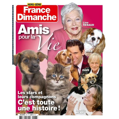 France Dimanche Hors Serie 2018 Amis Pour La Vie Line Renaud/Mika/Dave/Milot/Delon/Bardot/Sloane/Duperey/Collaro/Lenorman/Farmer/Aufray/Renaud Sechan/Lagerfeld