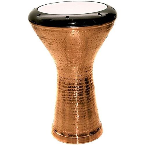 Derbouka Egyptienne Ethno En Cuivre Martelé Équipée D'une Peau Noire