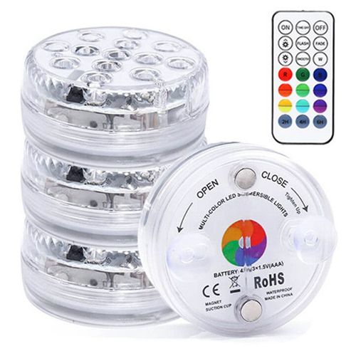 Lumière LED Submersible, 13 LED RGB Lampe Piscine 16 Couleurs Lumières Sous Marines Étanche IP68 avec RF Télécommande Eclairage Piscine LED Hors Sol pour Aquarium Baignoire Spa Vase, 4 Pièces
