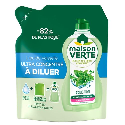 MAISON VERTE Liquide Vaisselle Ultra concentré à Diluer Thym&Basilic 150ml