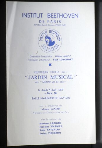 Institut Beethoven De Paris - 4 Juin 1959 - Quelques Élèves Du "Jardin Musical" Des Moins De 13 Ans