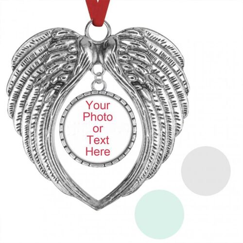 Pendentif En Alliage D'aluminium, Arbre De Noël En Forme De Coeur, Cadre Photo, Ailes D'ange, Ornements Suspendus, Souvenir De Famille, 1 Pièce