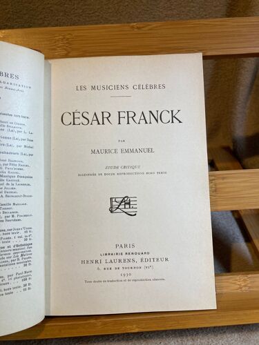 Emmanuel Franck Hillemacher Gounod Bouvet Massenet Editions Laurens Volume Relié