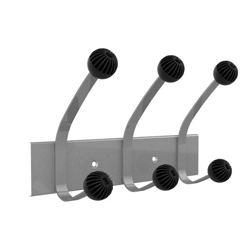 UNILUX Patères metalliques murales HAKEA triple 2 accroches gris métal
