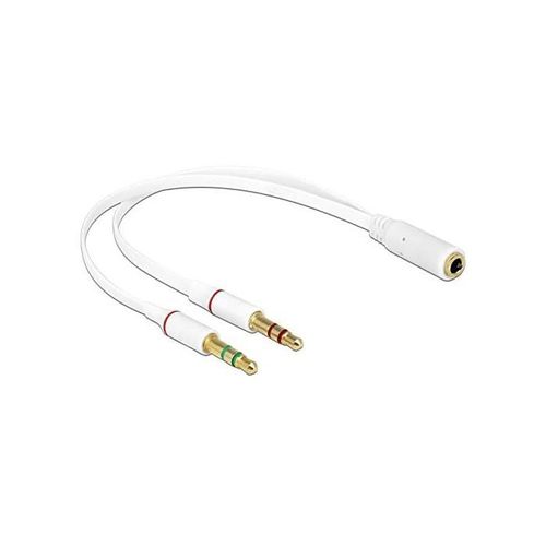 Delock Adaptateur pour casque 1 x 3,5 mm 4 broches vers 2 x 3,5 mm 3 broches