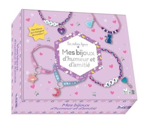 Mes Bijoux D'humeur Et D'amitié - Avec 5 Breloques, 6 Perles Lettres, 6 Perles En Plastique, 1 Pompon, 3 Fils De Jade, 8 Perles Argentées, 2 Rubans Et 2 Anneaux Argentés