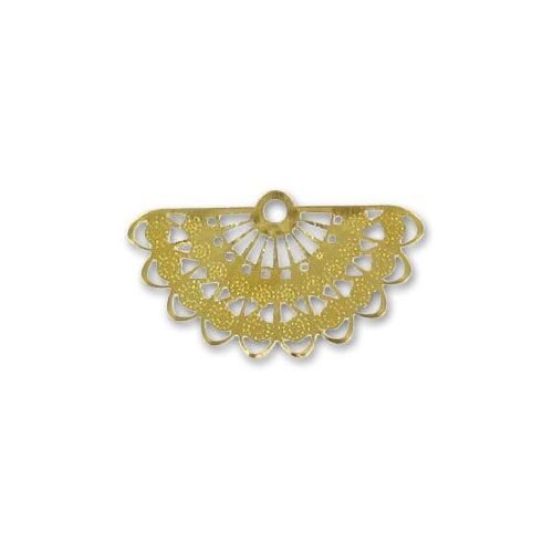 Lot 2 Pendentifs Légers Forme Éventail - 22x38 Mm - Doré - Pour Création De Bijoux, Décoration, Couture...