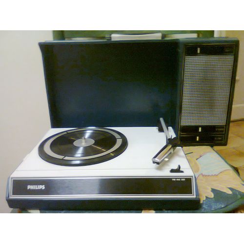 Philips 22GF 403-03 ELECTROPHONE VINTAGE portable style valise -spinnerette-playde party luxe