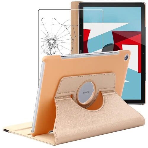 Ebeststar - Housse + Film Vitre En Verre Trempé Pour Huawei Mediapad M5 10.8 Coque Etui Protection Pu Cuir, Or / Doré [Dimensions Precises Tablette : 258.7 X 171.8 X 7.3mm, Écran 10.8'']