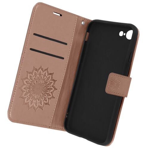Étui iPhone SE 2022 / 2020 et 8 / 7 Portefeuille Motif Mandala Arbre Rose gold