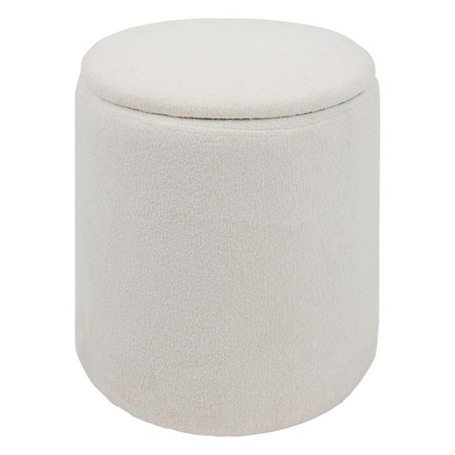 Pouf De Rangement En Bouclette - Blanc