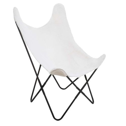 Fauteuil Papillon Imitation Fourrure Oslo - Blanc