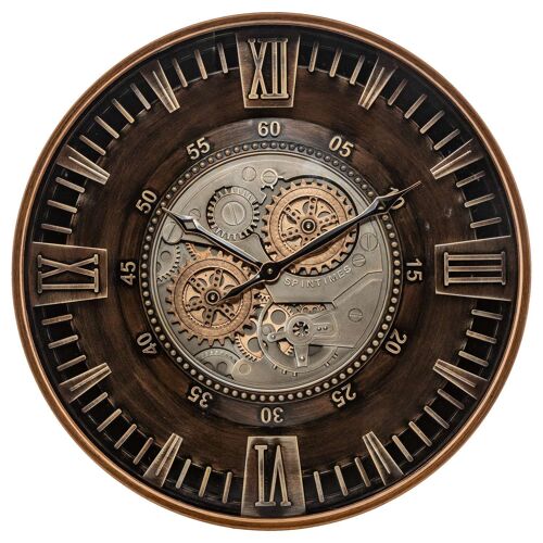 Horloge avec mécanisme en métal - Diam 59 cm - Marron