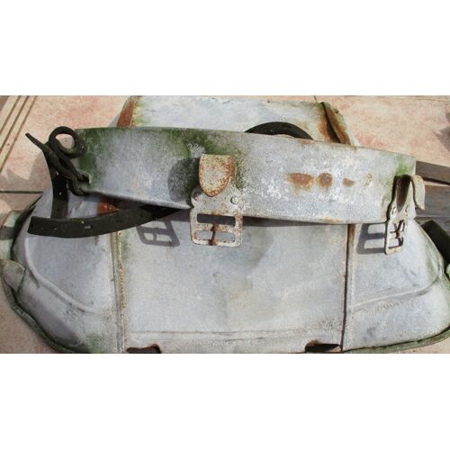 semoir à la volée en zinc - avec ceinture en zinc et cuir - pour jardinière et décoration