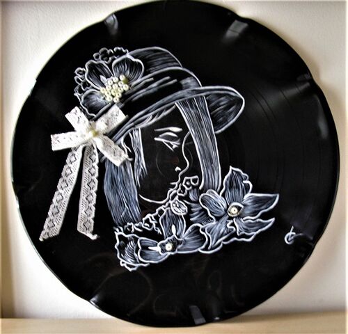 Peinture Acrylique Sur Vinyle 33 Tours Recyclé