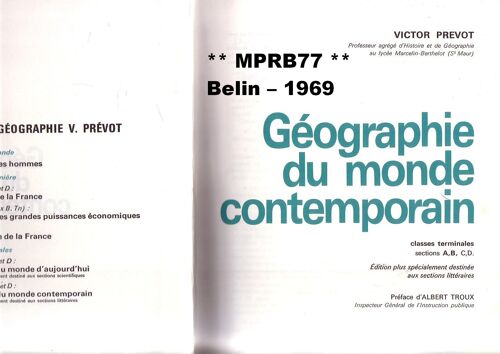 Geographie Du Monde Contemporain, Classes Terminales A, B, C, D