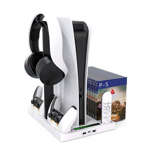Ventilateur de Refroidissement PS5, Station Multifonction pour Console Playstation 5 Digital Edition/Ultra HD - Blanc