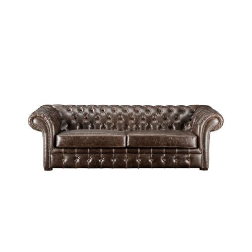 Canapé 3 Places Chesterfield Clotaire 100% Cuir Vieilli