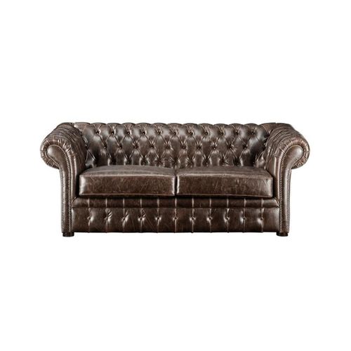 Canapé 2 Places Chesterfield Clotaire 100% Cuir Vieilli