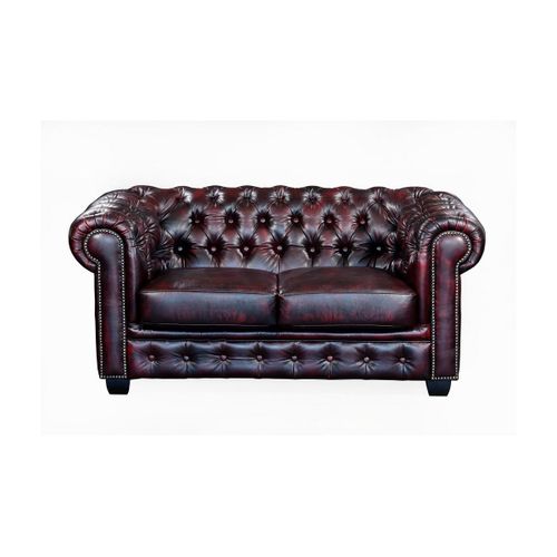 Canapé Chesterfield 2 Places Brenton 100% Cuir De Buffle - Bordeaux