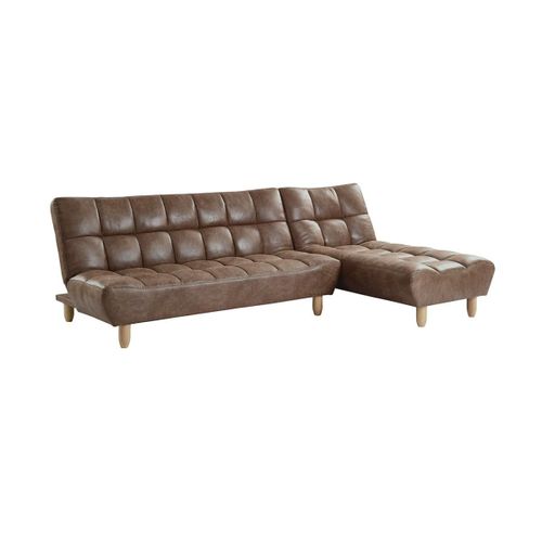 Canapé Modulable Convertible En Microfibre Vieillie Esteban - Marron Vintage