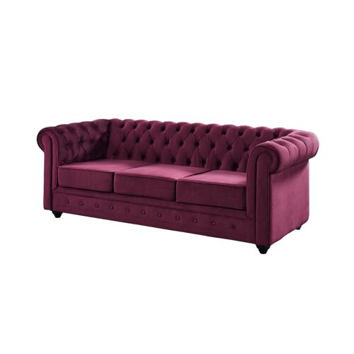 Canapé 3 places CHESTERFIELD - Velours pourpre