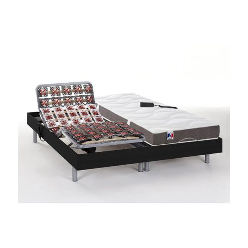 Lit Électrique Relaxation Tout Plots Matelas 100% Latex 5 Zones Jupiter De Dreamea - Noir - 2 X 90 X 200 Cm - Moteurs Okin