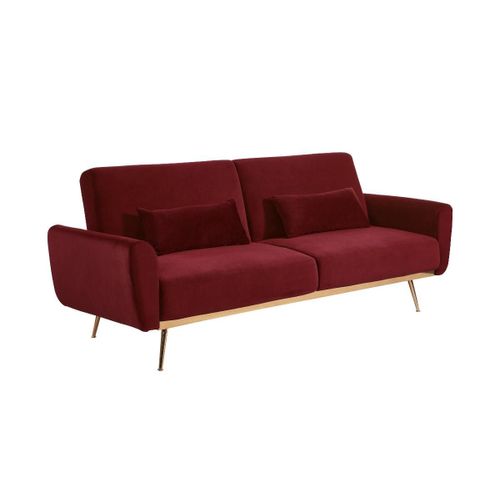 Canapé 3 Places Convertible Clic-Clac En Velours Launei - Bordeaux